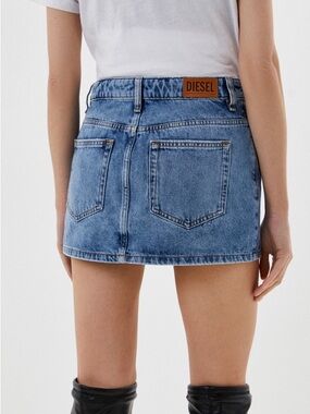 Diesel Light Blue Denim Mini Skirt with Back Pockets
